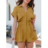 imageDokotoo Womens Summer Trooper Utility Cargo Rompers Short Sleeve Button Down Pockets JumpsuitsB Sunflower