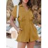 imageDokotoo Womens Summer Trooper Utility Cargo Rompers Short Sleeve Button Down Pockets JumpsuitsB Sunflower