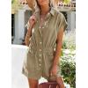 imageDokotoo Womens Summer Trooper Utility Cargo Rompers Short Sleeve Button Down Pockets JumpsuitsPale Khaki