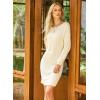 imageDokotoo Womens Sweater Dresses 2025 Trendy Casual Crew Neck Long Sleeve Textured Pullover Knit DressBeige