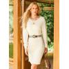 imageDokotoo Womens Sweater Dresses 2025 Trendy Casual Crew Neck Long Sleeve Textured Pullover Knit DressBeige