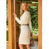 imageDokotoo Womens Sweater Dresses 2025 Trendy Casual Crew Neck Long Sleeve Textured Pullover Knit DressBeige