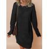 imageDokotoo Womens Sweater Dresses 2025 Trendy Casual Crew Neck Long Sleeve Textured Pullover Knit DressBlack
