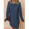 imageDokotoo Womens Sweater Dresses 2025 Trendy Casual Crew Neck Long Sleeve Textured Pullover Knit DressBlue