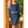 imageDokotoo Womens Sweater Dresses 2025 Trendy Casual Crew Neck Long Sleeve Textured Pullover Knit DressBlue