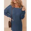 imageDokotoo Womens Sweater Dresses 2025 Trendy Casual Crew Neck Long Sleeve Textured Pullover Knit DressBlue