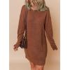 imageDokotoo Womens Sweater Dresses 2025 Trendy Casual Crew Neck Long Sleeve Textured Pullover Knit DressBrown