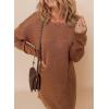 imageDokotoo Womens Sweater Dresses 2025 Trendy Casual Crew Neck Long Sleeve Textured Pullover Knit DressBrown