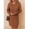 imageDokotoo Womens Sweater Dresses 2025 Trendy Casual Crew Neck Long Sleeve Textured Pullover Knit DressBrown