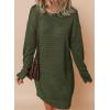 imageDokotoo Womens Sweater Dresses 2025 Trendy Casual Crew Neck Long Sleeve Textured Pullover Knit DressGreen