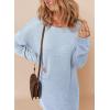 imageDokotoo Womens Sweater Dresses 2025 Trendy Casual Crew Neck Long Sleeve Textured Pullover Knit DressSky Blue