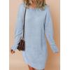 imageDokotoo Womens Sweater Dresses 2025 Trendy Casual Crew Neck Long Sleeve Textured Pullover Knit DressSky Blue