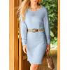 imageDokotoo Womens Sweater Dresses 2025 Trendy Casual Crew Neck Long Sleeve Textured Pullover Knit DressSky Blue