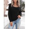 imageDokotoo Womens Sweaters 2025 Crewneck Cute Elegant Soft Long Sleeve Hollow Cable Knit Pullover TopsBlack