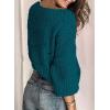 imageDokotoo Womens Sweaters 2025 Crewneck Cute Elegant Soft Long Sleeve Hollow Cable Knit Pullover TopsDark Blue