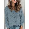 imageDokotoo Womens Sweaters 2025 Crewneck Cute Elegant Soft Long Sleeve Hollow Cable Knit Pullover TopsDusty Blue
