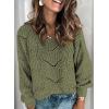 imageDokotoo Womens Sweaters 2025 Crewneck Cute Elegant Soft Long Sleeve Hollow Cable Knit Pullover TopsGreen 3