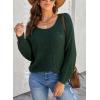 imageDokotoo Womens Sweaters 2025 Crewneck Cute Elegant Soft Long Sleeve Hollow Cable Knit Pullover TopsGreen