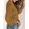 imageDokotoo Womens Sweaters 2025 Crewneck Cute Elegant Soft Long Sleeve Hollow Cable Knit Pullover TopsKhaki 2