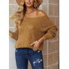 imageDokotoo Womens Sweaters 2025 Crewneck Cute Elegant Soft Long Sleeve Hollow Cable Knit Pullover TopsKhaki 2