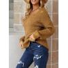 imageDokotoo Womens Sweaters 2025 Crewneck Cute Elegant Soft Long Sleeve Hollow Cable Knit Pullover TopsKhaki 2