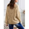 imageDokotoo Womens Sweaters 2025 Crewneck Cute Elegant Soft Long Sleeve Hollow Cable Knit Pullover TopsKhaki