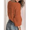 imageDokotoo Womens Sweaters 2025 Crewneck Cute Elegant Soft Long Sleeve Hollow Cable Knit Pullover TopsOrange