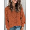 imageDokotoo Womens Sweaters 2025 Crewneck Cute Elegant Soft Long Sleeve Hollow Cable Knit Pullover TopsOrange