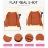 imageDokotoo Womens Sweaters 2025 Crewneck Cute Elegant Soft Long Sleeve Hollow Cable Knit Pullover TopsOrange
