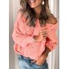 imageDokotoo Womens Sweaters 2025 Crewneck Cute Elegant Soft Long Sleeve Hollow Cable Knit Pullover TopsPink