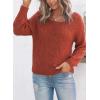 imageDokotoo Womens Sweaters 2025 Crewneck Cute Elegant Soft Long Sleeve Hollow Cable Knit Pullover TopsRed