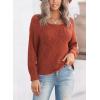 imageDokotoo Womens Sweaters 2025 Crewneck Cute Elegant Soft Long Sleeve Hollow Cable Knit Pullover TopsRed