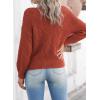 imageDokotoo Womens Sweaters 2025 Crewneck Cute Elegant Soft Long Sleeve Hollow Cable Knit Pullover TopsRed