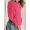imageDokotoo Womens Sweaters 2025 Crewneck Cute Elegant Soft Long Sleeve Hollow Cable Knit Pullover TopsRose