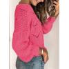 imageDokotoo Womens Sweaters 2025 Crewneck Cute Elegant Soft Long Sleeve Hollow Cable Knit Pullover TopsRose