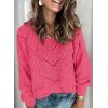 imageDokotoo Womens Sweaters 2025 Crewneck Cute Elegant Soft Long Sleeve Hollow Cable Knit Pullover TopsRose