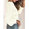 imageDokotoo Womens Sweaters 2025 Crewneck Cute Elegant Soft Long Sleeve Hollow Cable Knit Pullover TopsWhite