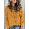imageDokotoo Womens Sweaters 2025 Crewneck Cute Elegant Soft Long Sleeve Hollow Cable Knit Pullover TopsYellow