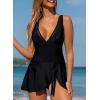 imageDokotoo Womens Swimsuits One Piece Swim Suits for Women 2024 Tummy Control Bathing Suit Swim Dress SwimwearBlack