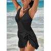 imageDokotoo Womens Swimsuits One Piece Swim Suits for Women 2024 Tummy Control Bathing Suit Swim Dress SwimwearBlack