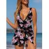 imageDokotoo Womens Swimsuits One Piece Swim Suits for Women 2024 Tummy Control Bathing Suit Swim Dress SwimwearBlack Floral