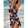 imageDokotoo Womens Swimsuits One Piece Swim Suits for Women 2024 Tummy Control Bathing Suit Swim Dress SwimwearBlack Floral