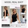 imageDokotoo Womens Tank Tops Summer Sleeveless High Neck Ribbed Knit Slim Fitted Blouse Side Ruched Basic Tees ShirtsBlack