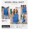 imageDokotoo Womens Tank Tops Summer Sleeveless High Neck Ribbed Knit Slim Fitted Blouse Side Ruched Basic Tees ShirtsDark Blue