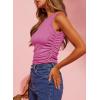 imageDokotoo Womens Tank Tops Summer Sleeveless High Neck Ribbed Knit Slim Fitted Blouse Side Ruched Basic Tees ShirtsHot Pink