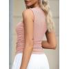imageDokotoo Womens Tank Tops Summer Sleeveless High Neck Ribbed Knit Slim Fitted Blouse Side Ruched Basic Tees ShirtsPink