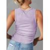 imageDokotoo Womens Tank Tops Summer Sleeveless High Neck Ribbed Knit Slim Fitted Blouse Side Ruched Basic Tees ShirtsPurple