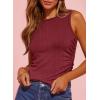 imageDokotoo Womens Tank Tops Summer Sleeveless High Neck Ribbed Knit Slim Fitted Blouse Side Ruched Basic Tees ShirtsVine Red