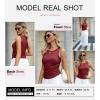 imageDokotoo Womens Tank Tops Summer Sleeveless High Neck Ribbed Knit Slim Fitted Blouse Side Ruched Basic Tees ShirtsVine Red