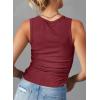 imageDokotoo Womens Tank Tops Summer Sleeveless High Neck Ribbed Knit Slim Fitted Blouse Side Ruched Basic Tees ShirtsVine Red